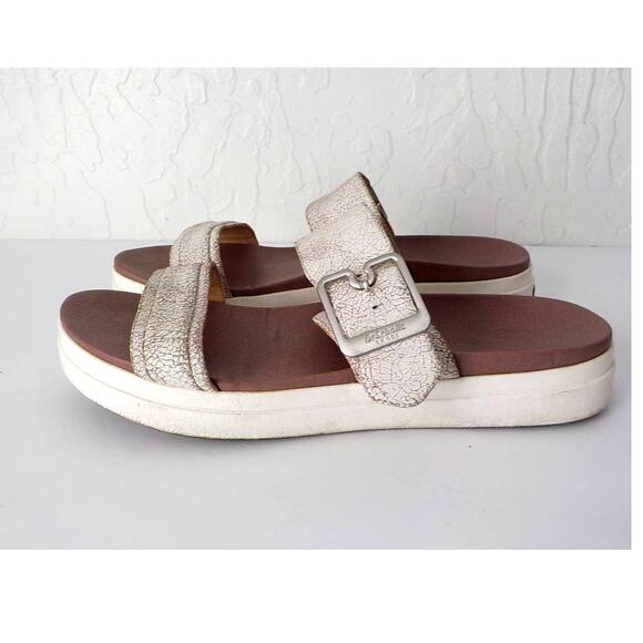 Dr Scholls White Pink Slide Sandals Women 11 M Chunky Platform Buckle Retro Y2K - Picture 1 of 11